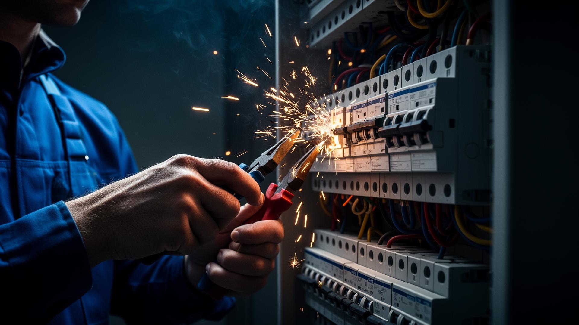 Électricien Voltz intervenant sur un tableau électrique